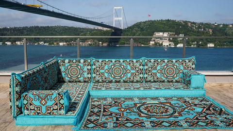 L Shaped Arabic Jalsa Set, Arabic Majlis, Turkish Seating Cushions