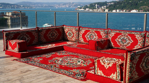 U Shaped Arabic Majlis Set, Turkish Seating Cushions, Floor Sofa Set