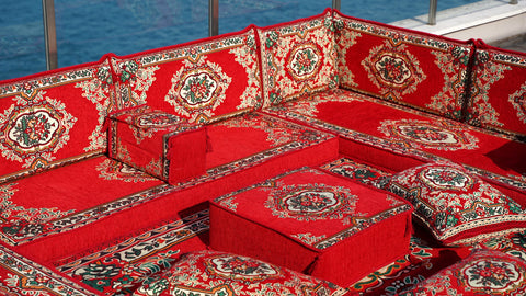 U Shaped Arabic Majlis Set, Turkish Seating Cushions, Floor Sofa Set