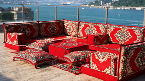 U Shaped Arabic Majlis Set, Turkish Seating Cushions, Floor Sofa Set