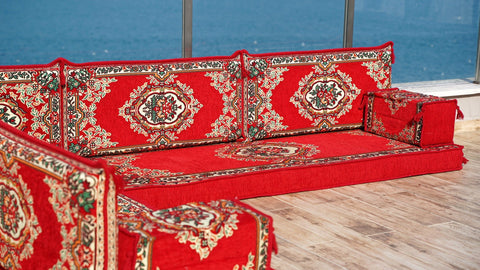 8 Thickness L Shape Sofa, Turkish Floor Seating Set, Arabic Majlis, Moroccan Sofa