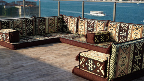 Majlis Sofa Set, U Shaped Arabic Majlis, Handmade Arabic Sofa Set