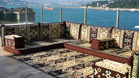 Majlis Sofa Set, U Shaped Arabic Majlis, Handmade Arabic Sofa Set