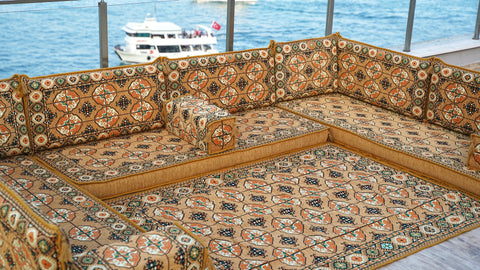 U Shaped Arabic Seating, Floor Sofa Set, Arabic Jalsa Set, Turkish Sofa