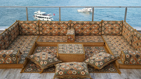 8 Thickness U Sofa Set, Arabic Seating, Floor Sofa Set, Arabic Jalsa Set, Turkish Sofa