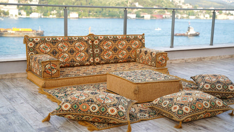 8 Thickness Single Seating Sofa, Moroccan Sofa, Turkish Sitting Pillows