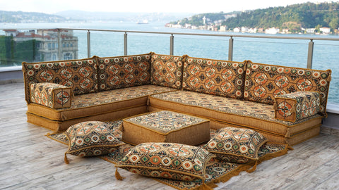 8 Thickness L Shape Sofa, Turkish Floor Seating, Arabic Floor Cushions, Moroccan Sofa