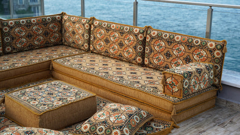 8 Thickness L Shape Sofa, Turkish Floor Seating, Arabic Floor Cushions, Moroccan Sofa