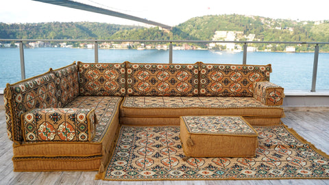 8 Thickness L Shape Sofa, Turkish Floor Seating, Arabic Floor Cushions, Moroccan Sofa