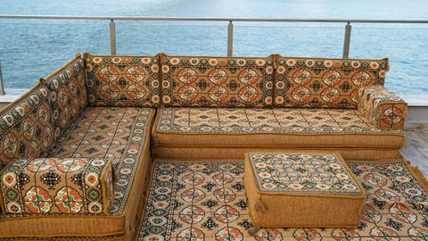 8 Thickness L Shape Sofa, Turkish Floor Seating, Arabic Floor Cushions, Moroccan Sofa