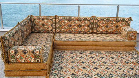 8 Thickness L Shape Sofa, Turkish Floor Seating, Arabic Floor Cushions, Moroccan Sofa