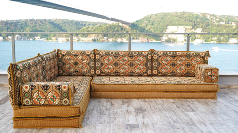 8 Thickness L Shape Sofa, Turkish Floor Seating, Arabic Floor Cushions, Moroccan Sofa