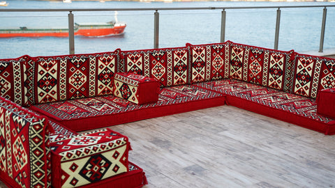 U Shaped Arabic Floor Sofa Set, Turkish Seating Cushions, Majlis Sofa