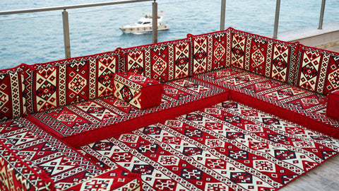 U Shaped Arabic Floor Sofa Set, Turkish Seating Cushions, Majlis Sofa