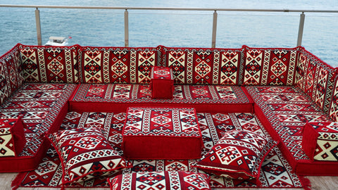 U Shaped Arabic Floor Sofa Set, Turkish Seating Cushions, Majlis Sofa