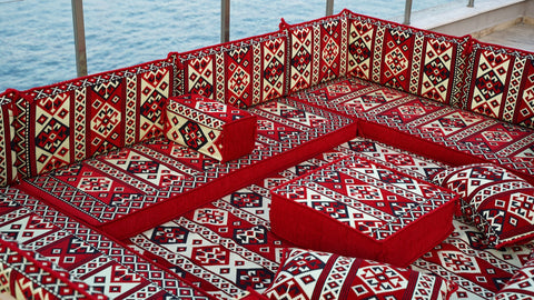 U Shaped Arabic Floor Sofa Set, Turkish Seating Cushions, Majlis Sofa