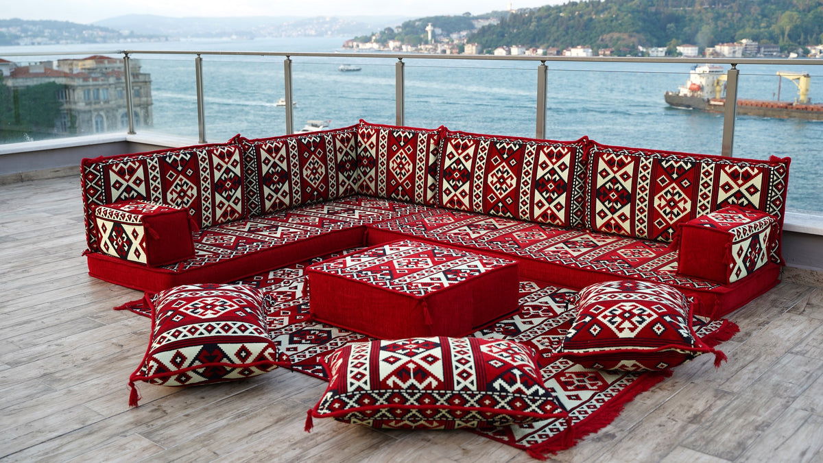 L Shaped Floor Cushions, Floor Sofas, Turkish Sofa Set