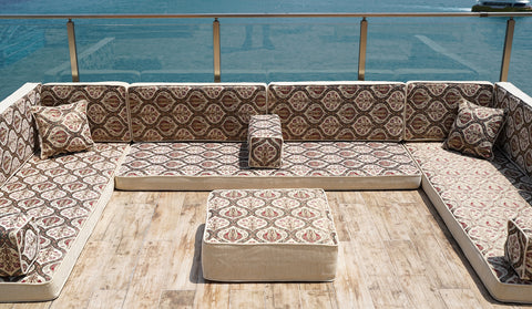 U Shaped Arabic Floor Sofa Set, Jalsa Set, Moroccan Sofa Set