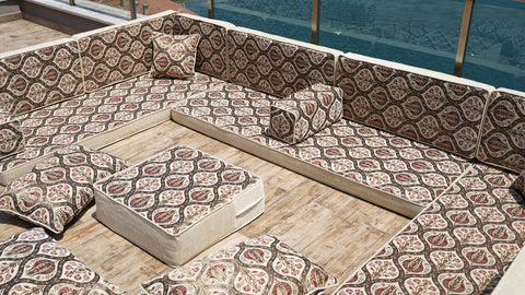 U Shaped Arabic Floor Sofa Set, Jalsa Set, Moroccan Sofa Set