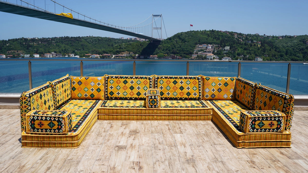 8 Thickness U Shape Arabic Sofa Set, Indoor Floor Cushions, Arabic Majlis