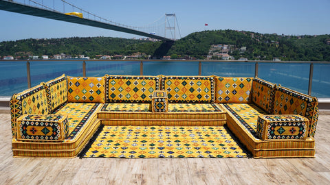 8 Thickness U Shape Arabic Sofa Set, Indoor Floor Cushions, Arabic Majlis