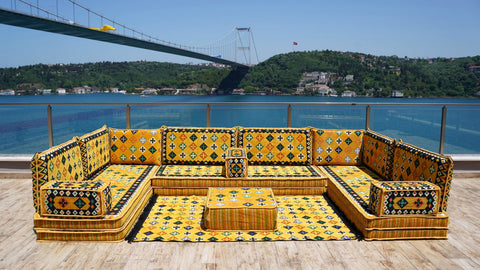 8 Thickness U Shape Arabic Sofa Set, Indoor Floor Cushions, Arabic Majlis