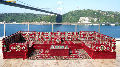 8 Thickness U Sofa Set, Floor Sofa Seating, Moroccan Sofa, Arabic Majlis Seating