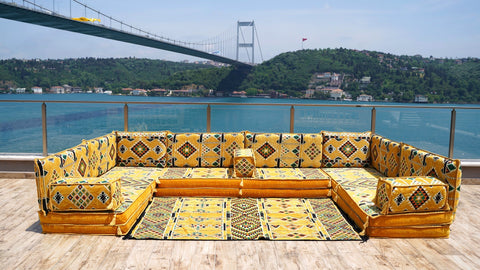 8 Thickness U Sofa Set, Oriental Sofa, Arabic Majlis, Floor Cushions, Moroccan Sofa