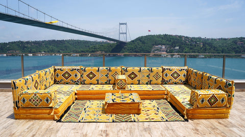 8 Thickness U Sofa Set, Oriental Sofa, Arabic Majlis, Floor Cushions, Moroccan Sofa