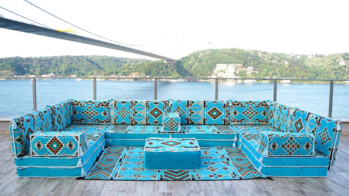 U Shaped Seating, Floor Cushions, Moroccan Sofa, Turkish Sitting Pillows Set