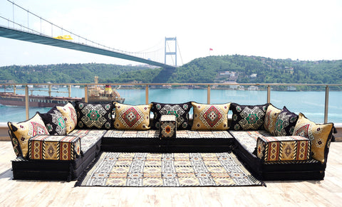 8 Thickness U Sofa Set, Arabic Majlis Seating, Oriental Sofa, Moroccan Sofa