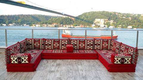 8 Thickness U Sofa Set, Arabic Floor Sofa Set, Turkish Seating Cushions, Majlis Sofa