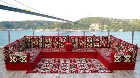 8 Thickness U Sofa Set, Arabic Floor Sofa Set, Turkish Seating Cushions, Majlis Sofa