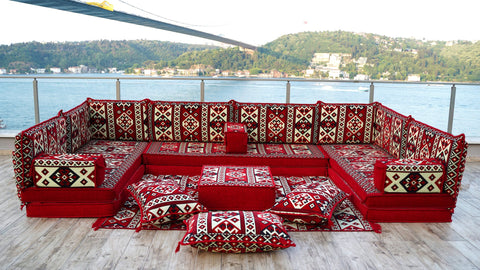 8 Thickness U Sofa Set, Arabic Floor Sofa Set, Turkish Seating Cushions, Majlis Sofa