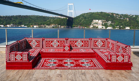 U Shaped Floor Sofa Set, Arabic Majlis Set, Turkish Seating Cushions