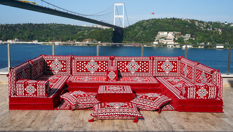 U Shaped Floor Sofa Set, Arabic Majlis Set, Turkish Seating Cushions