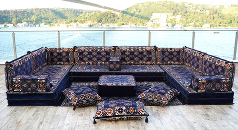 Arabic Floor Sofa Set, U Shaped Arabic Majlis, Oriental Sofa Set