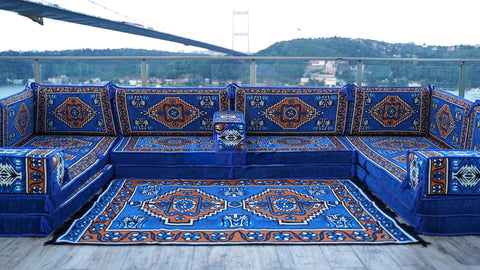 Floor Sofa Set, U Shaped Arabic Majlis, Oriental Sofa Set, Moroccan Sofa Set