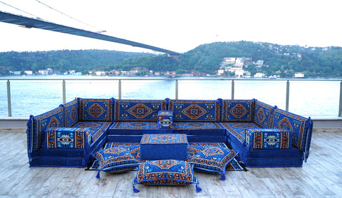 Floor Sofa Set, U Shaped Arabic Majlis, Oriental Sofa Set, Moroccan Sofa Set