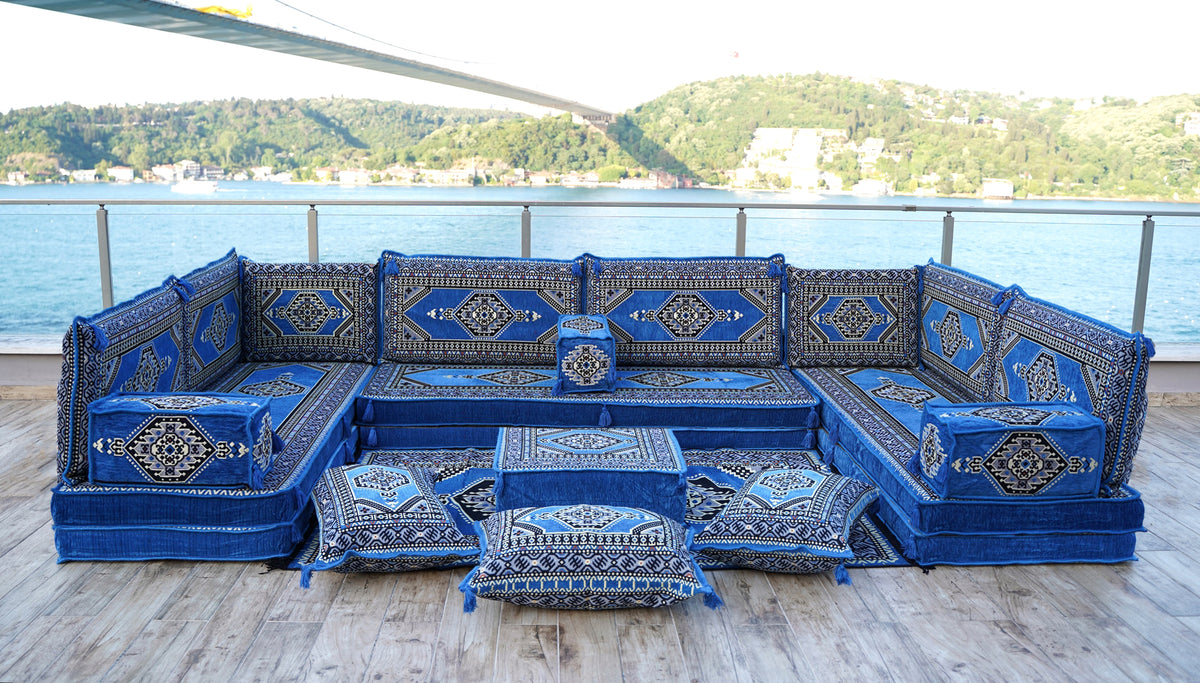 8 Thickness U Sofa Set, Handmade Arabic Sofa, Moroccan Sofa, Turkish Seating