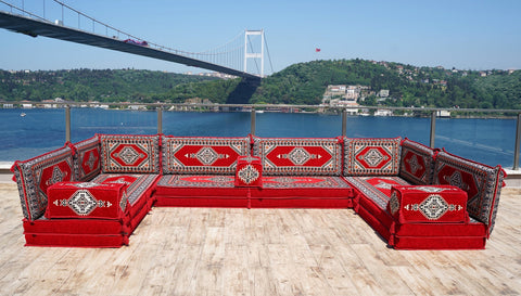 8 Thickness U Sofa Set, Arabic Sofa, Floor Cushions, Moroccan Sofa Set, Arabic Jalsa