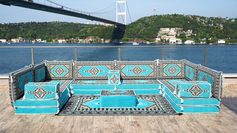 8 Thickness U Sofa Set, Turkish Floor Seating Set, Moroccan Sofa Set, Arabic Jalsa