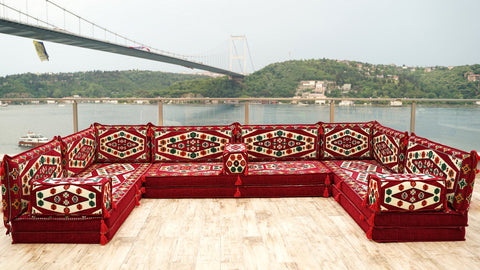 8 Thickness U Sofa Set, Handmade Arabic Sofa, Moroccan Sofa, Arabic Jalsa