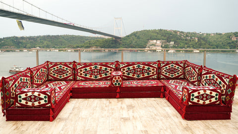 U Shaped Floor Sofa Set, Arabic Majlis, Moroccan Sofa Set