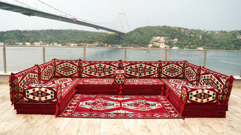 8 Thickness U Sofa Set, Handmade Arabic Sofa, Moroccan Sofa, Arabic Jalsa