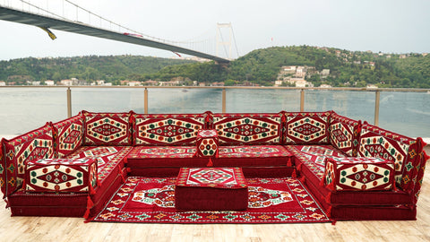 8 Thickness U Sofa Set, Handmade Arabic Sofa, Moroccan Sofa, Arabic Jalsa