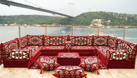 8 Thickness U Sofa Set, Handmade Arabic Sofa, Moroccan Sofa, Arabic Jalsa