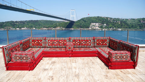 8 Thickness U Sofa Set, Handmade Arabic Sofa, Moroccan Sofa, Turkish Sofa