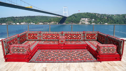 8 Thickness U Sofa Set, Handmade Arabic Sofa, Moroccan Sofa, Turkish Sofa