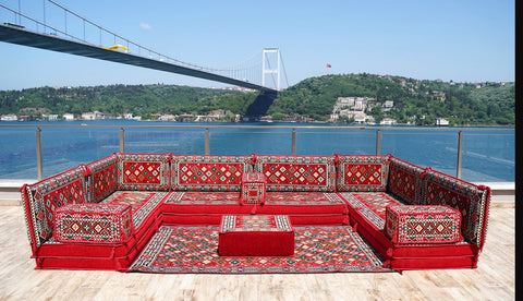 8 Thickness U Sofa Set, Handmade Arabic Sofa, Moroccan Sofa, Turkish Sofa